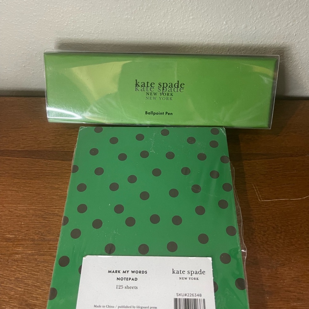 Kate Spade Mark My Words Note Pad and Kate Spade Ballpoint Pen